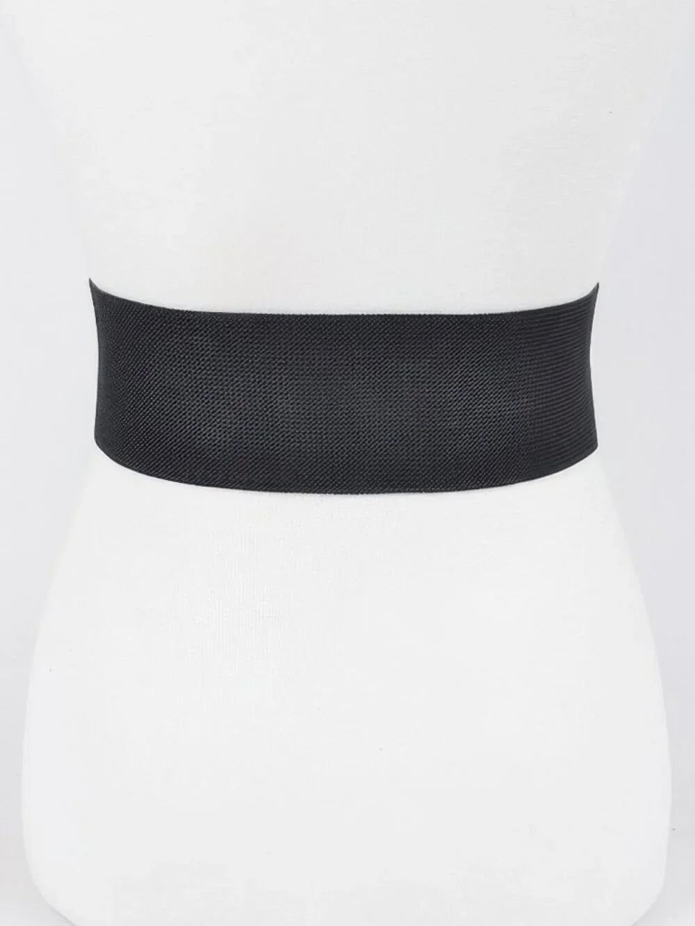 Big Rhinestone Buckle Embossed Elastic Belt